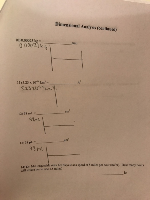 Dimensional Analysis Continued 10 0 8amu Chegg Com