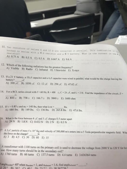 Solved And 12 Are Connected In Parallel This Combinati Chegg Com