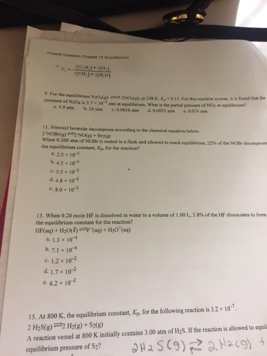 Solved For The Equilibrium N 2o 4 G 2no 2 G At 298 K Chegg Com