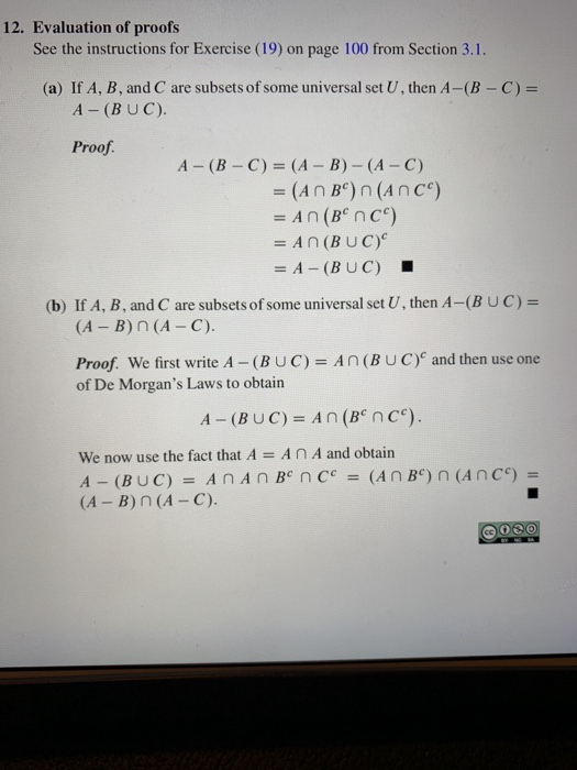 Solved 12 Evaluation Of Proofs See The Instructions For Chegg Com