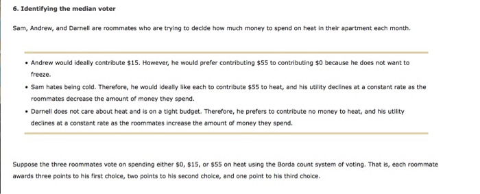 Solved 6 Identifying The Median Voter Sam Andrew And D Chegg Com