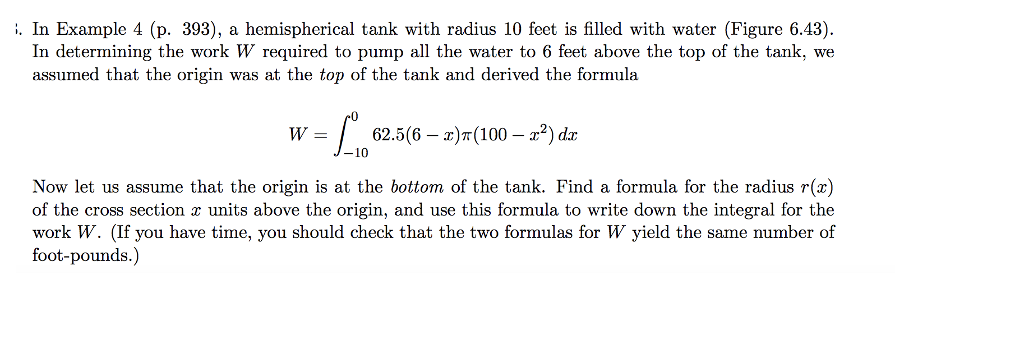 Solved In Example 4 P 393 A Hemispherical Tank With Chegg Com