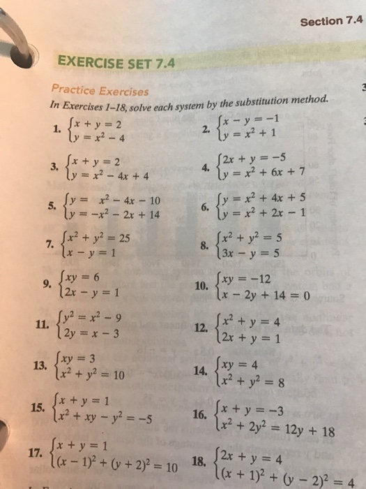 Solved Solve Each System By The Substitution Methods X Chegg Com