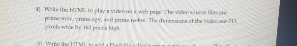 Write the HTML to play a video on a web page. The video source files are prime.m4v, prime.ogv, and prime webm. The dimensions