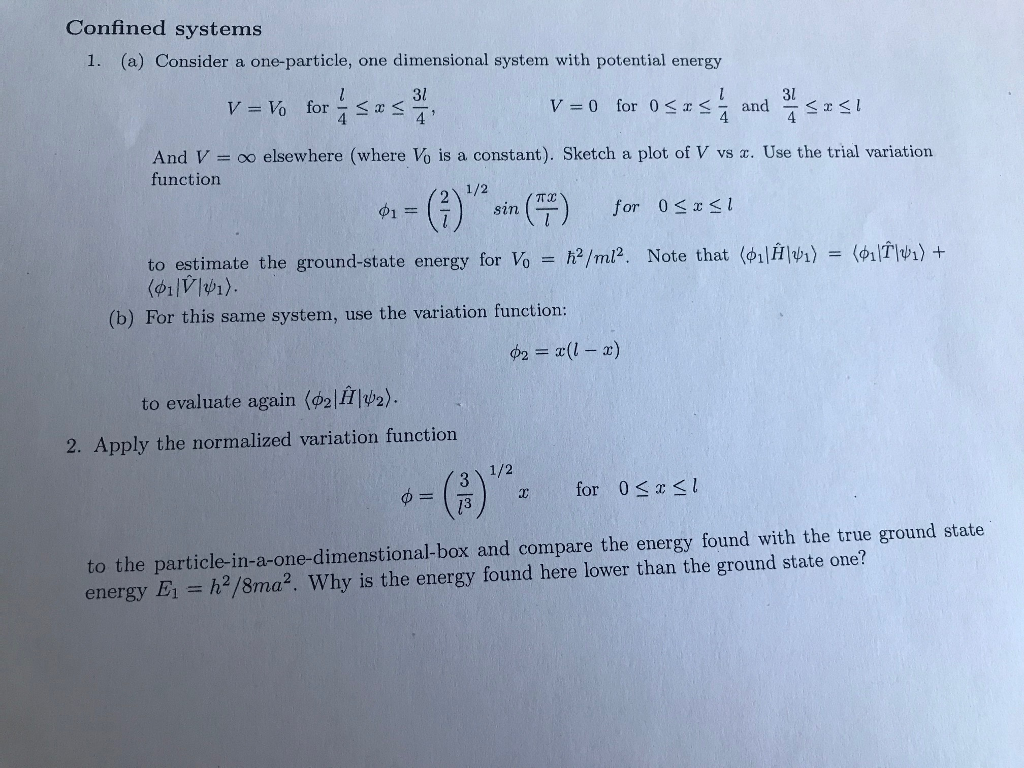 Solved Confined Systems 1 A Consider A One Particle O Chegg Com