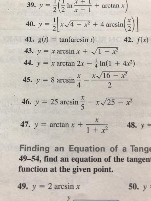 Solved 39 U 22 In In Arctan X 2 2 X1 2 2 41 G T Chegg Com