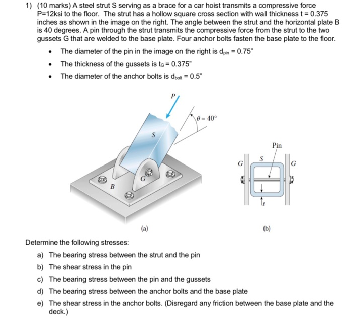 Solved 1 10 Marks A Steel Strut S Serving As A Brace F