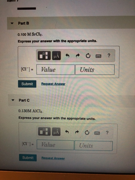 Solved What Is The Molarity Of Cl In Each Solution? V Par