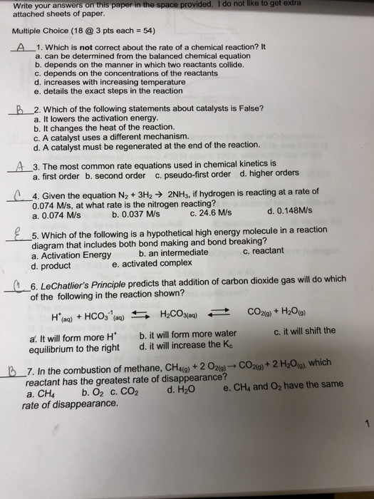 Spice of Lyfe: Chemical Equation Multiple Choice Questions
