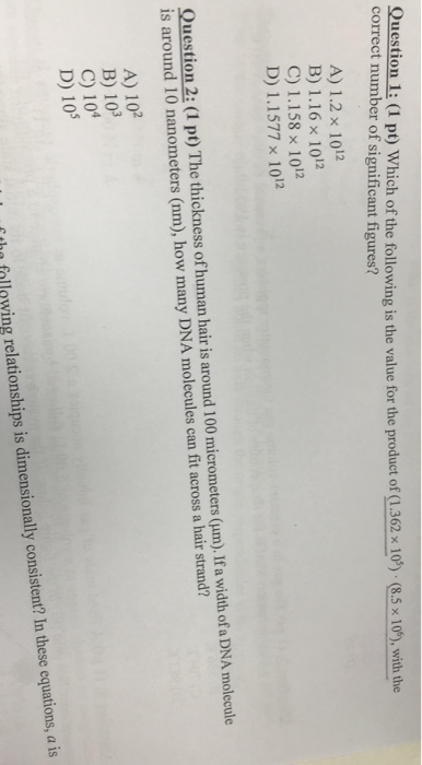 Solved Question 1 1 Pt Which Of The Following Is The V