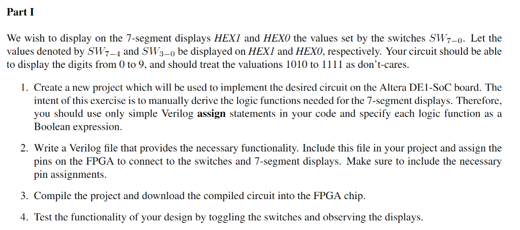 solved part i we wish to display on the 7 segment display