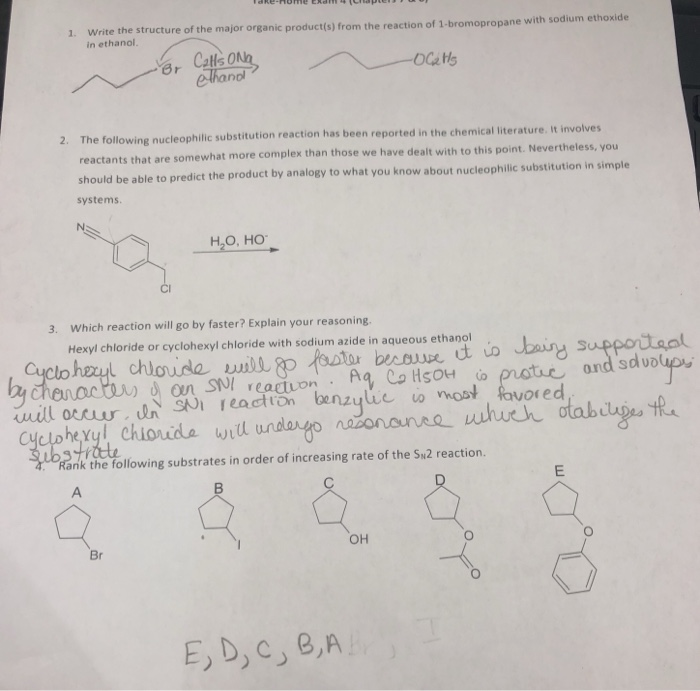 1 Of Organic Solved: The Major ... Write Structure The Product