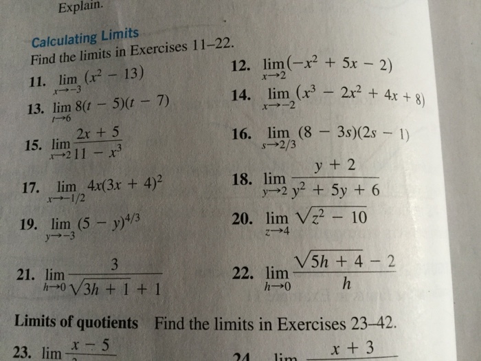 Solved Explain Calculating Limits 11 Lim R2 13 13 Li Chegg Com