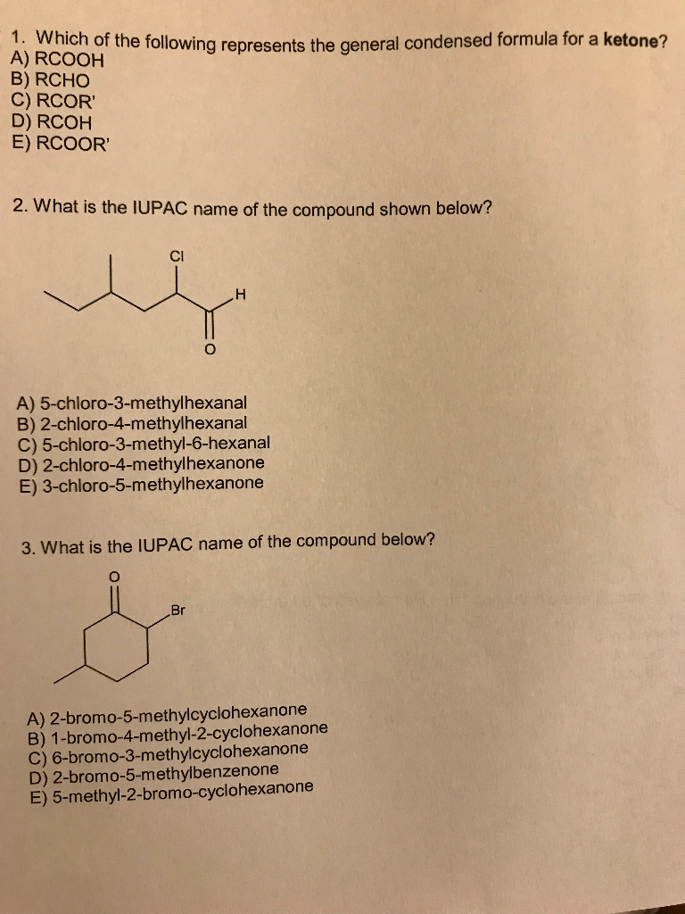 Solved 1 Which Of The Following Represents The General C Chegg Com