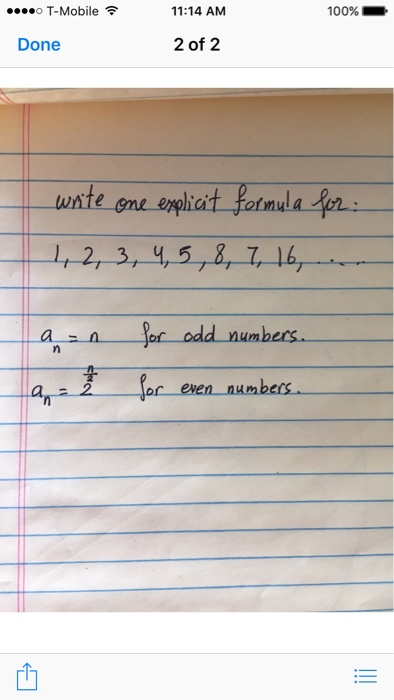 Solved Write One Explicit Formula For 1 2 3 4 5 8 7 Chegg Com