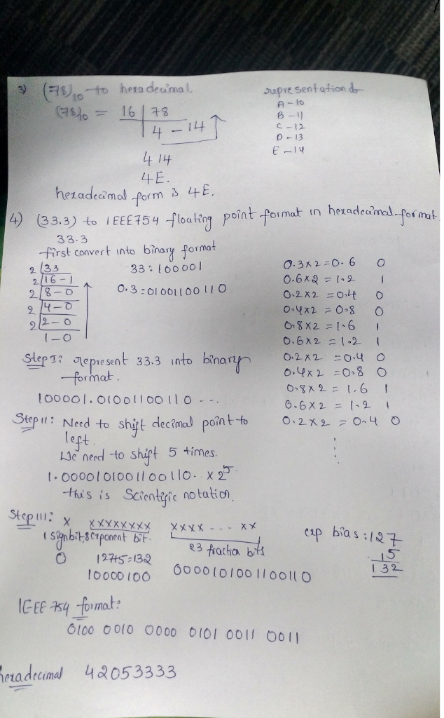 1 (H-to heta decimal bupre sentation d A-lo B-11 D -13 -14 1나 4 E in herade 4) (33.3) to EEE54laltor poînt -foimat in hexadec