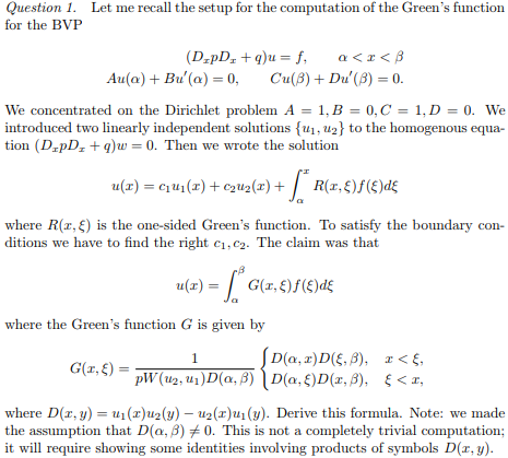 Question 1 Let Me Recall The Setup For The Comput Chegg Com