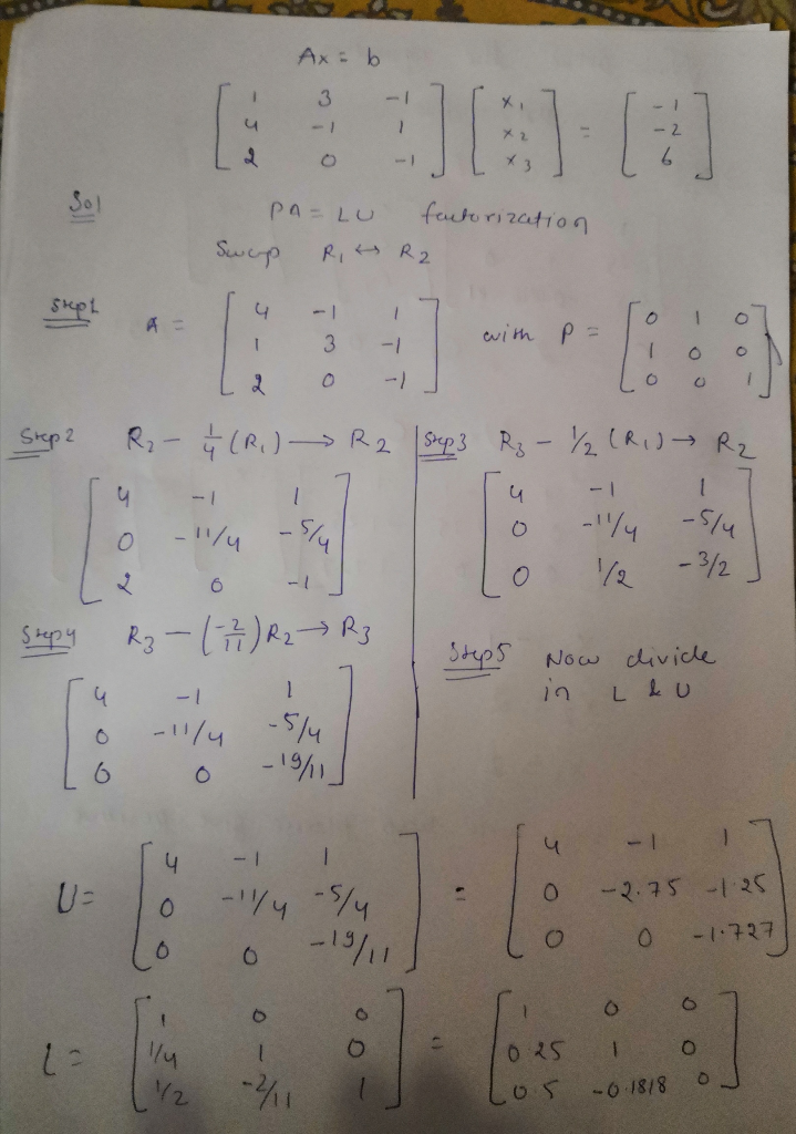 Solved Hw11p1 Pa Lu Factorization Points X1 3x2 X 1 4x1 2 2 2x1 X3 6 Write System Form Ax B B Q