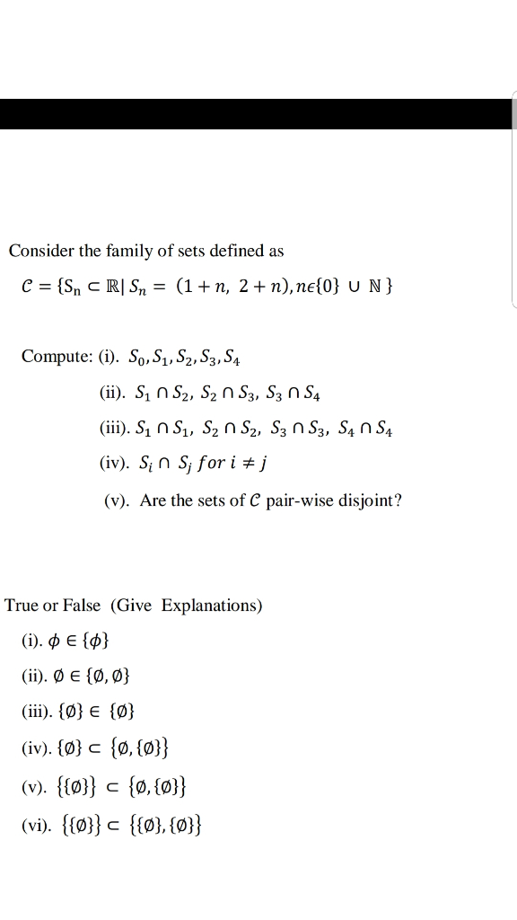 Solved Consider The Family Of Sets Defined As Compute I Chegg Com