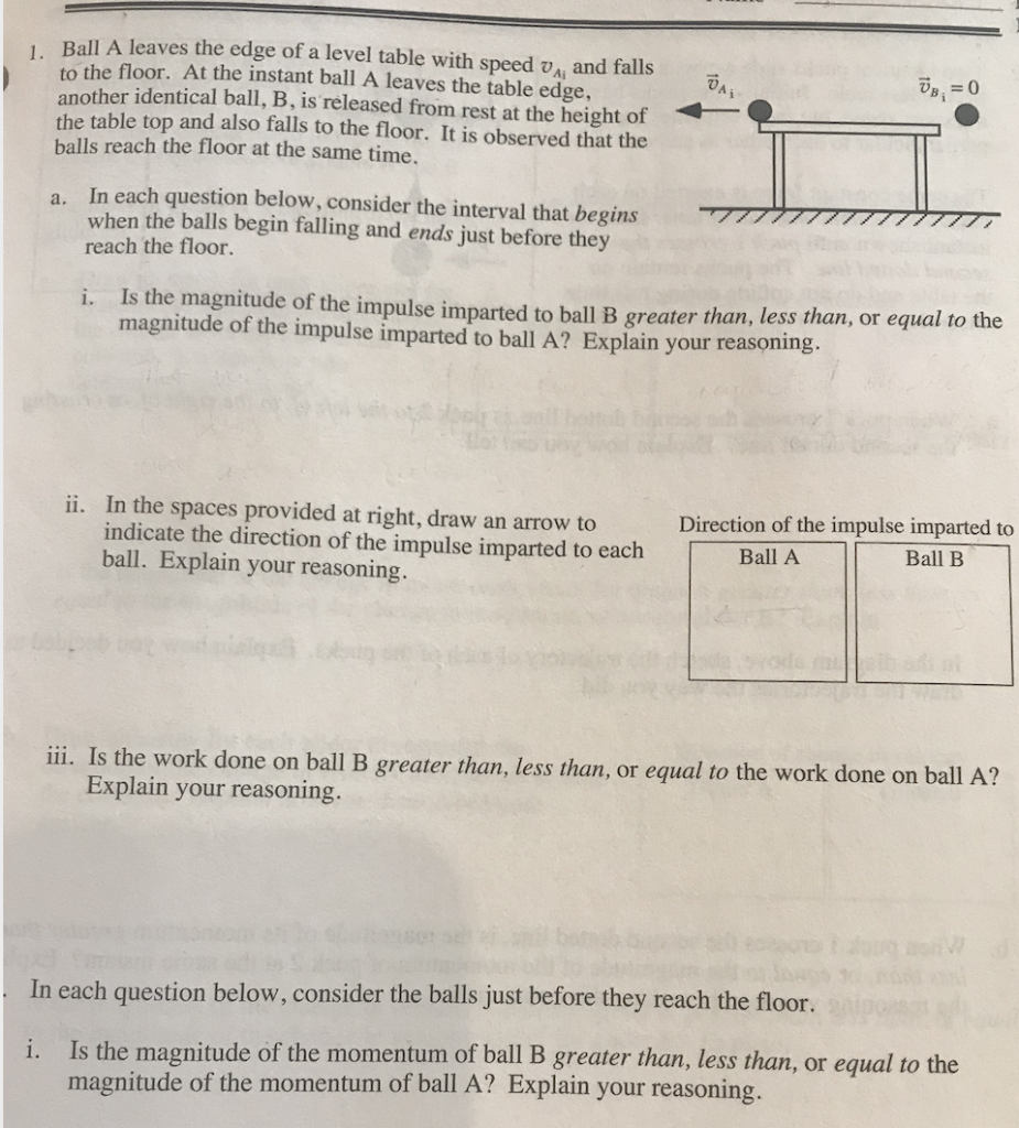 Solved Ball A Leaves The Edge Of A Level Table With Speed Chegg Com