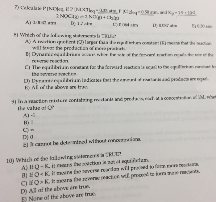 Solved 7 Calculate P Inojeq If P Inoclleq 0 33 Atm Pic Chegg Com