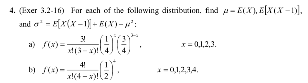 Solved 4 Exer 32 16 For Each Of The Following Distribu Chegg Com