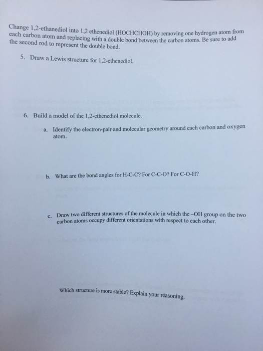 Solved Change 1 2 Ethanediol Into 1 2 Ethenediol By Removing Chegg Com