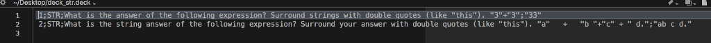 索 -/Desktop/deckstr.deck T answer of ou ngs w ssion? Surround your answer with 22;STR;What is the string answer of (like thi