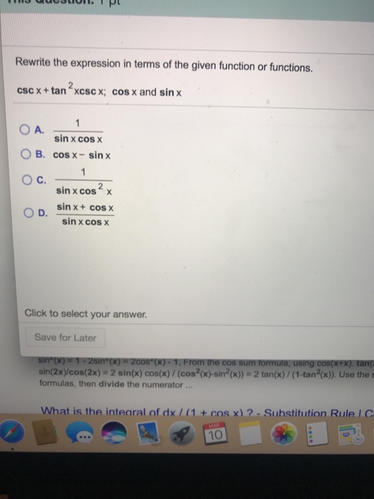 Solved Rewrite The Expression In Terms Of The Given Function Chegg Com