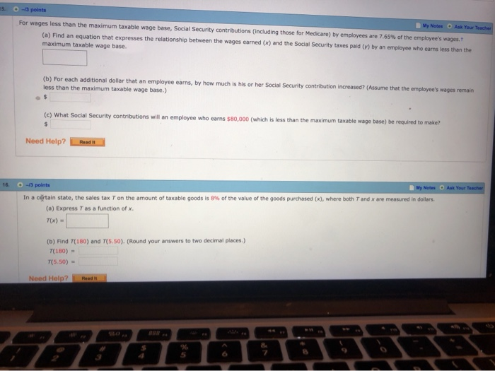 Solved O 3 Points 15 For Wages Less Than The Maximum Tax