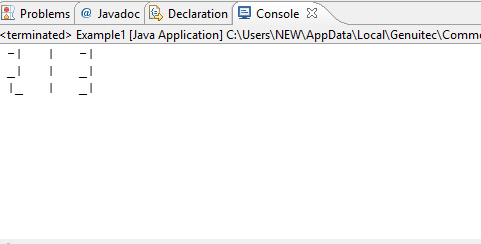 EL Problems @ Javadoc |다 Declaration - Console X terminated> Example1 Java ApplicatiCersWAppData Loca Genuitec Comm -1 1-1