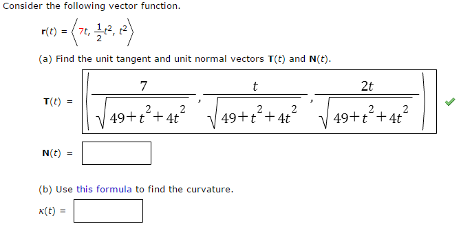 Solved Consider The Following Vector Function R T 7t Chegg Com