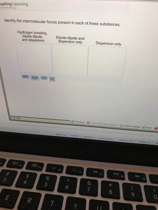 Solved Identify The Intermolecular Forces Present In Each
