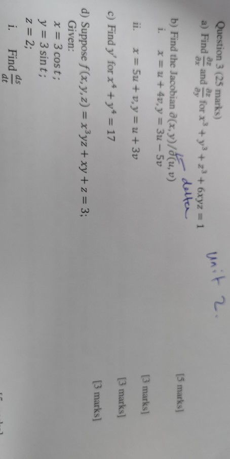 Question 3 25 Marks A Find Az And Z For X3 Y3 Chegg Com