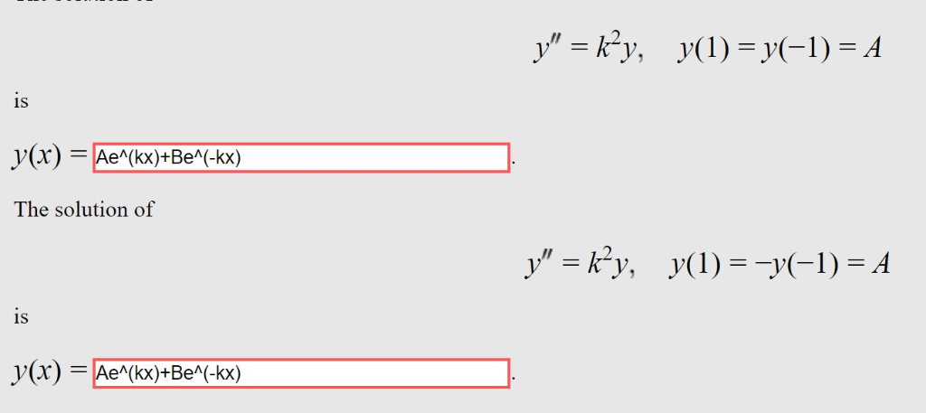 Solved Y K Y Y 1 Y 1 A Is 1s Y X Ae Kx Be K Chegg Com