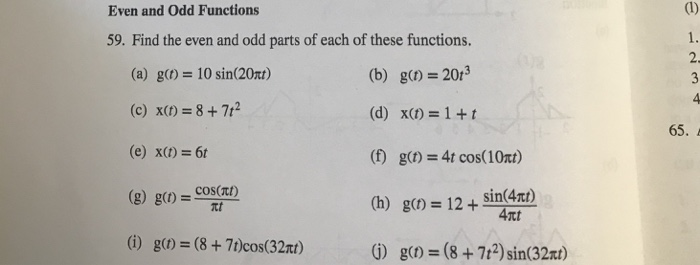 Solved Even And Odd Functions 59 Find The Even And Odd P Chegg Com