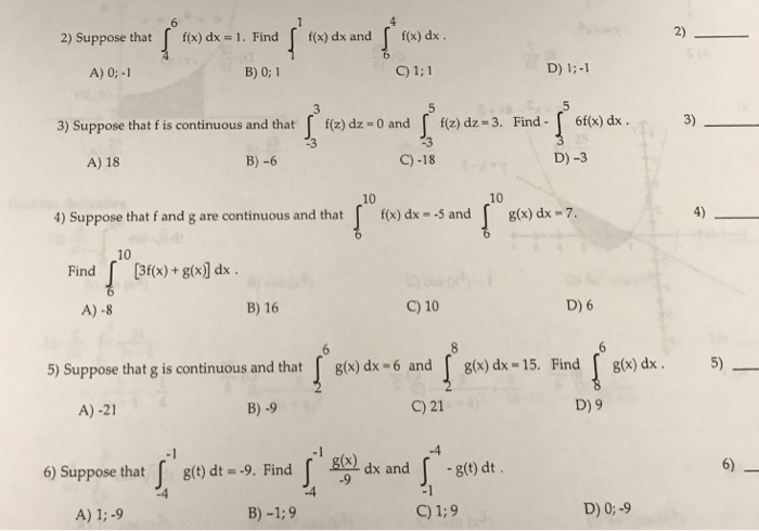 Solved A) ∫13f(x)dx= B) ∫34f(x)dx= C) ∫14f(x)dx= D) Suppose