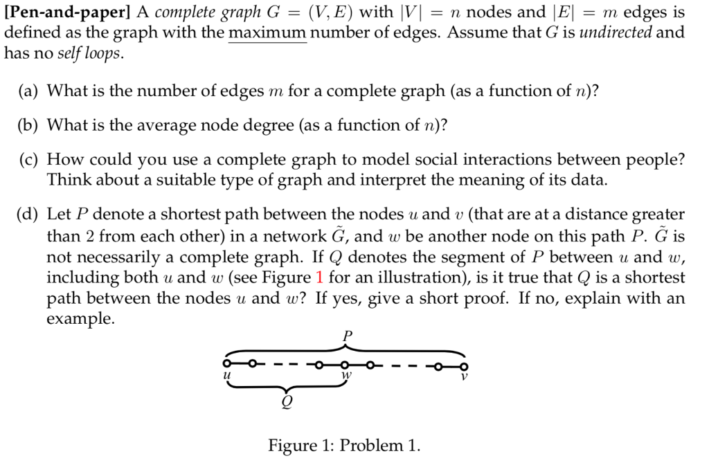 Solved Question About Complete Graphs And Shortest Path Chegg Com