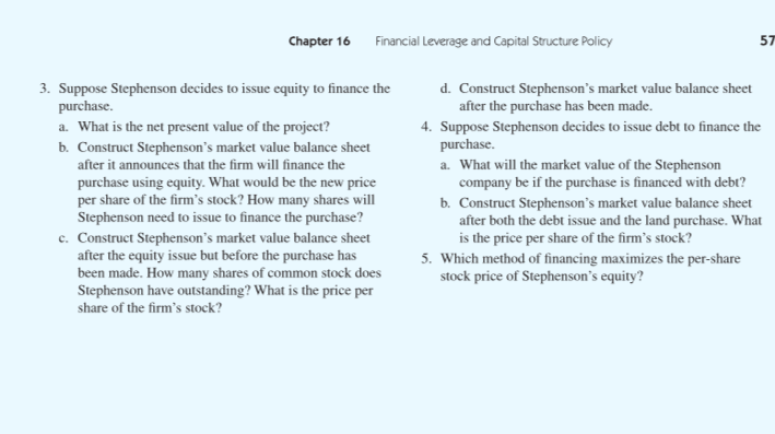Minicase Stephenson Real Estate Recapitalization Chegg 