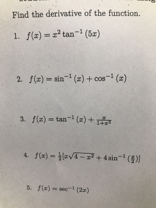 Solved Find The Derivative Of The Function 1 F X X2 Chegg Com