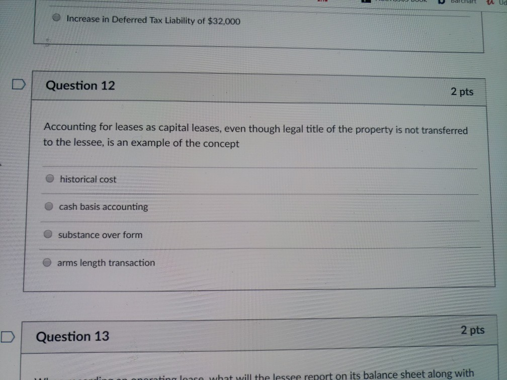 Deferred D Increase Of Hat In Liability O Tax ... Solved: $32