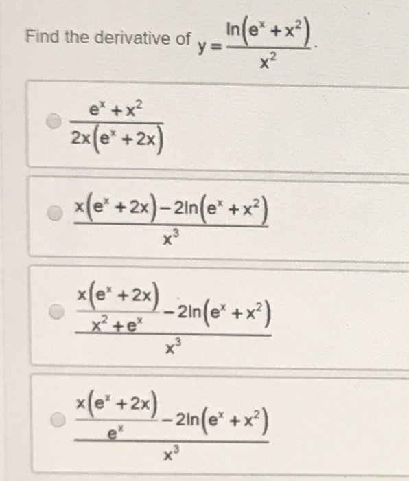 Solved Find The Derivative Of Y Tive Of Y Ln C X2 X2 Chegg Com