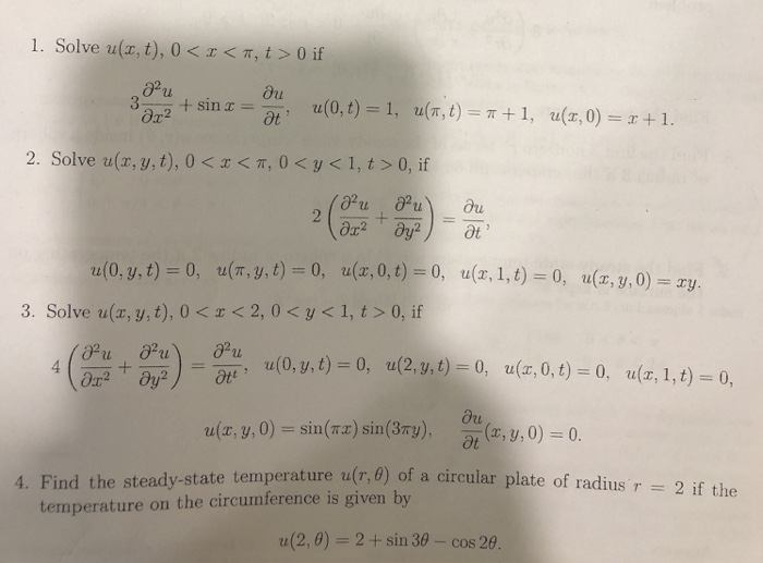 1 Solve U Z T 0 X T 0 If 3dru Sin X Chegg Com
