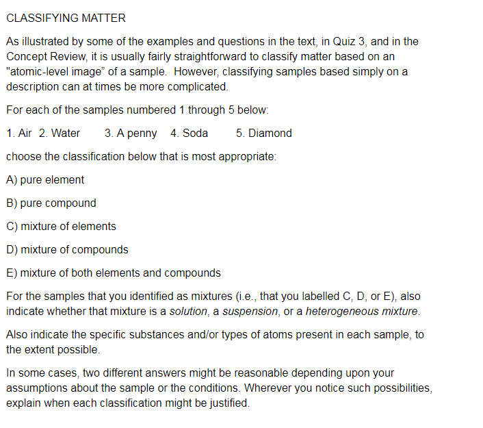 examples of classification of matter C20 unit 1 2 classification of matter.