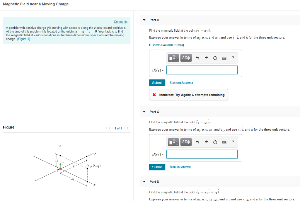 Magnetic Field Near A Moving Charge Part B Constants Chegg Com