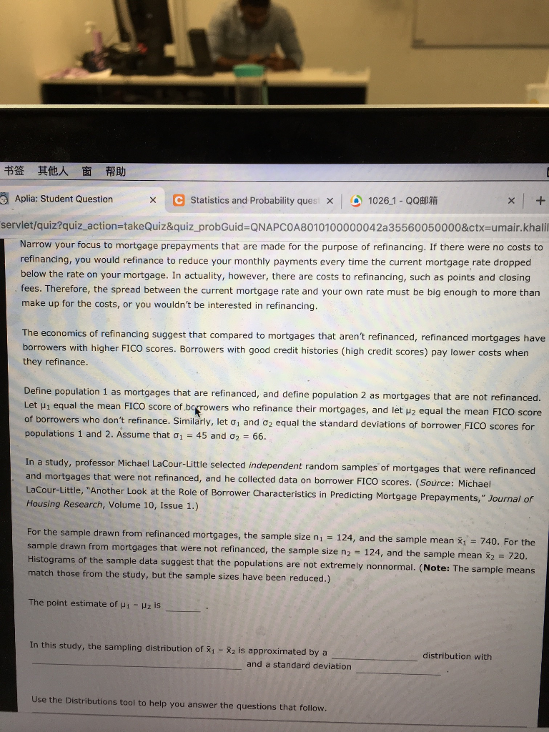 书签 帮助 窗 Aplia: XC Question Sta ... Student 其他人