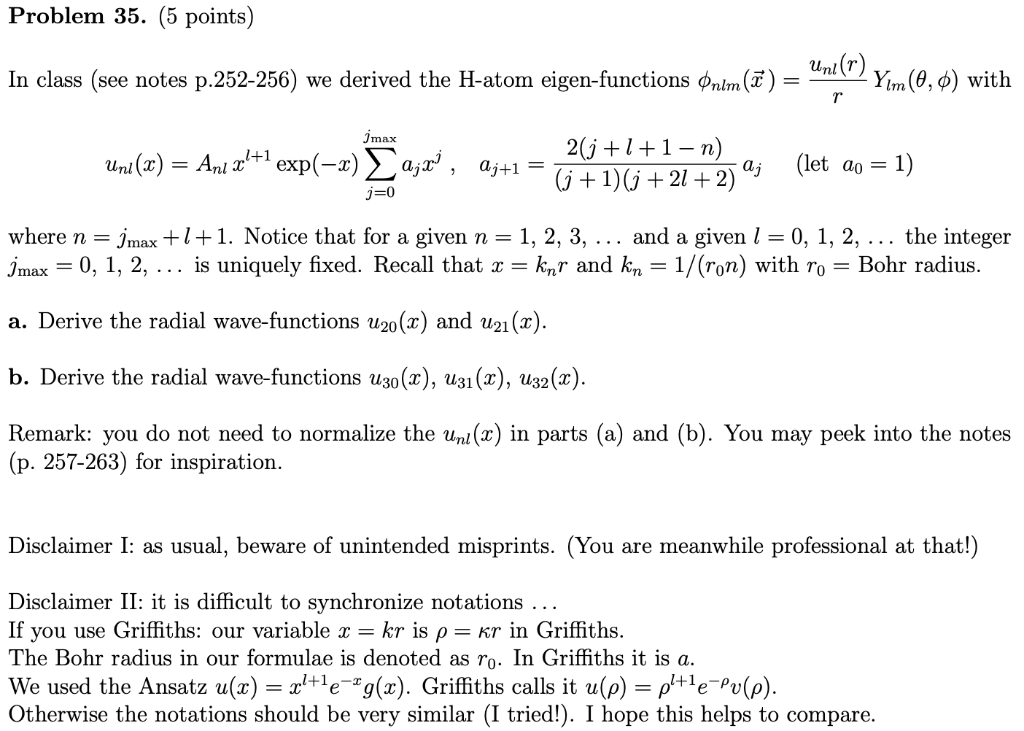 Solved Problem 35 5 Points Unl T In Class See Notes P Chegg Com