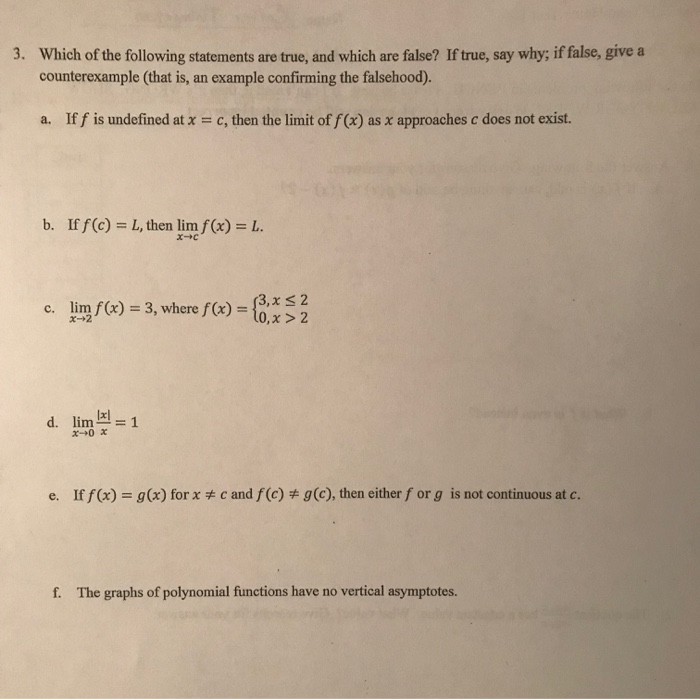 Solved Which Of The Following Statements Are True And Which Chegg Com