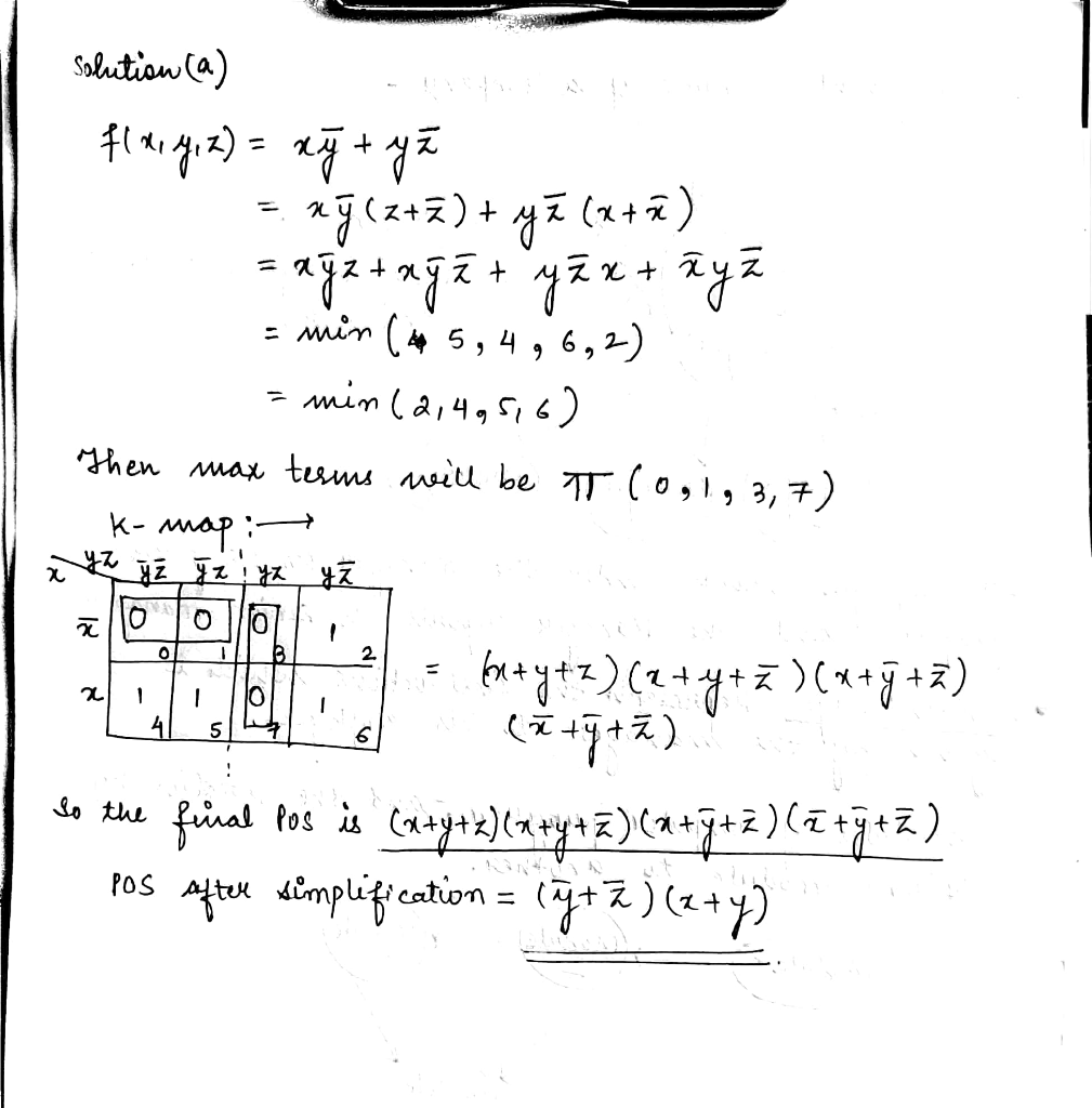 Solved 1 30 Points Given Fx Yz Xy Yz Find Plx V 2 Product S Terms B Dual Fx Y Z Product S Terms Q