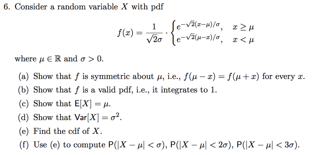 Solved 6 Consider A Random Variable X With Pdf Where M E Chegg Com